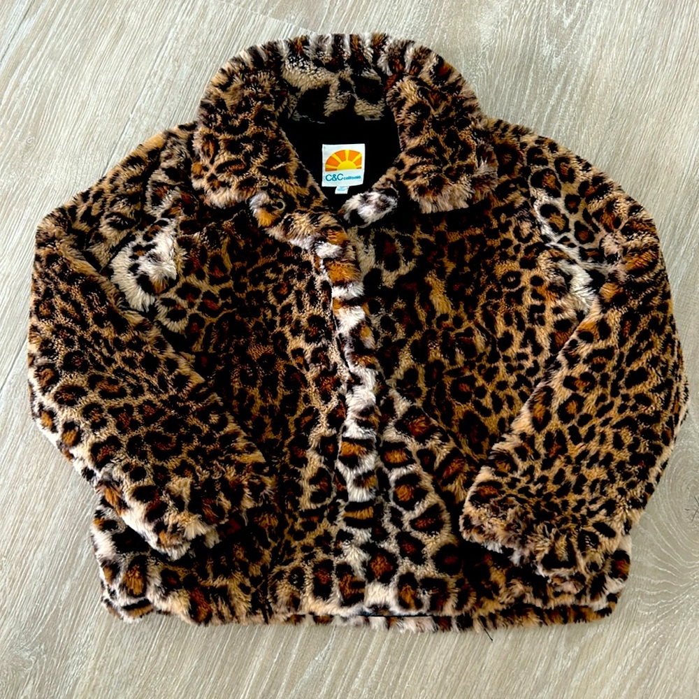 C&C California kids faux fur animal print jacket